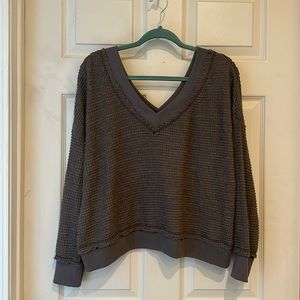 Gray V-Neck Pullover